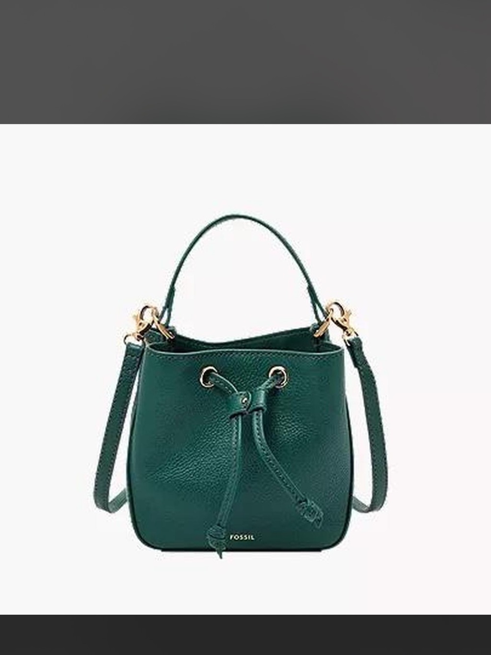 Fossil Teal Pebbled Leather Drawstring Bucket Bag